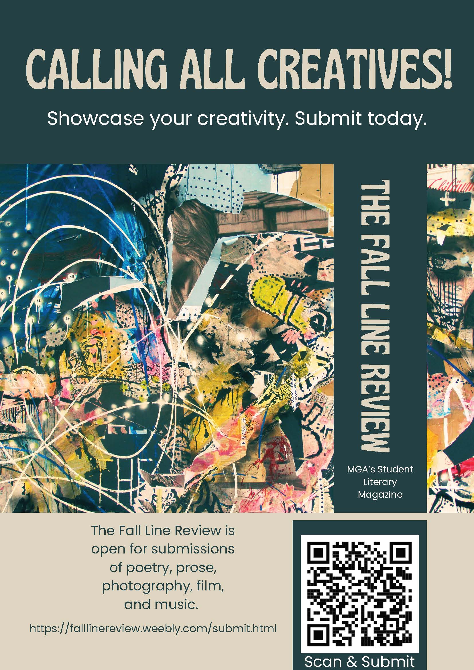 The Fall Line Review, MGA’s student literary magazine, is now accepting submissions of poetry, prose, photography, film, and music.